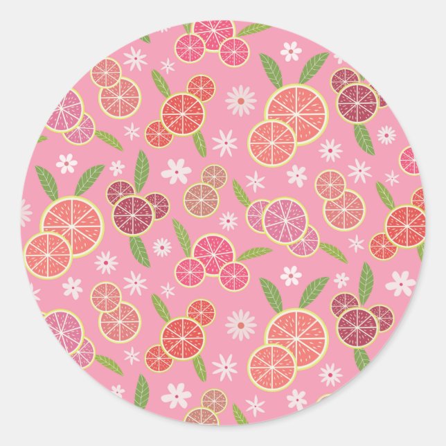 Sticker Rond Limonade Rose Florale  (Devant)