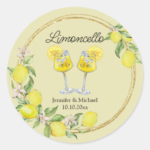 Sticker Rond limoncello aquarelle citron cocktail mariage 