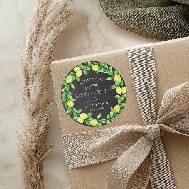 Sticker Rond Limoncello Chalkboard Monogramme Favoriser (Créateur téléchargé)