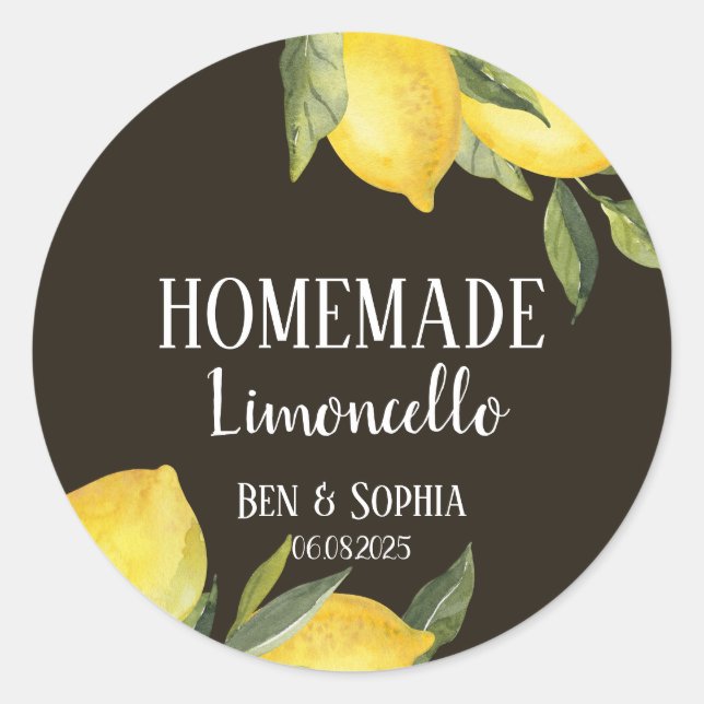Sticker Rond Limoncello de citron rustique moderne fait maison (Devant)