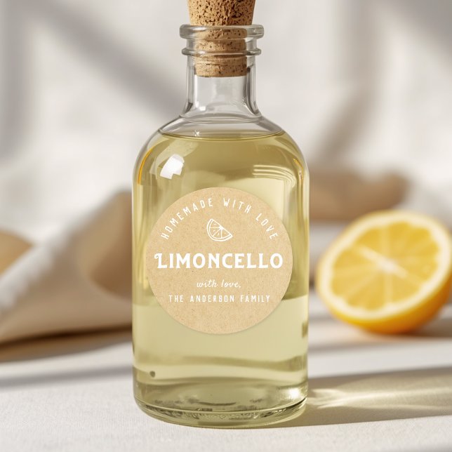 Sticker Rond Limoncello fait maison avec amour Kraft moderne (Créateur téléchargé)