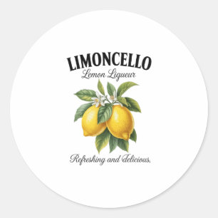 Sticker Rond Limoncello Italie Vintage Rafraîchissant Citron Va