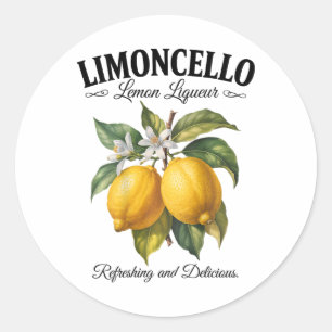 Sticker Rond Limoncello Italie Vintage Rafraîchissant Citron Va