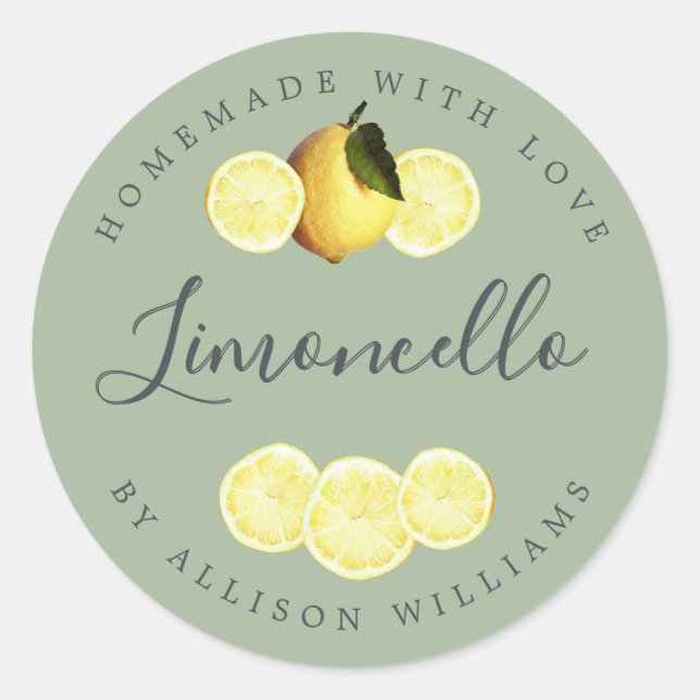 Sticker Rond Limoncello Laurel Green fait maison (Devant)