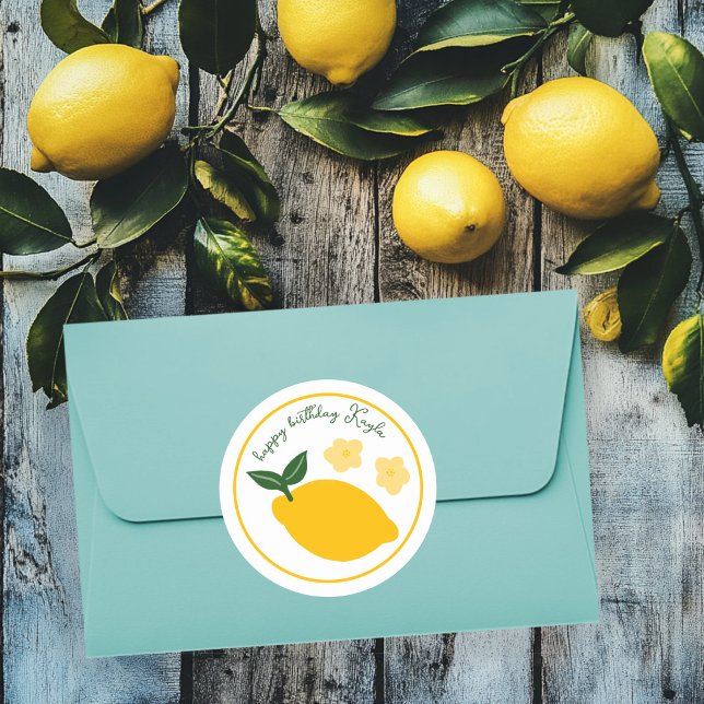 Sticker Rond Limoncello Limonade Citron Fête d'anniversaire PER (Limoncello Lemonade Lemon CUSTOM Birthday Classic Round Sticker
)