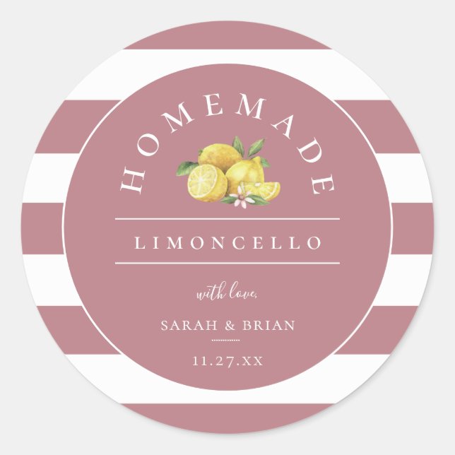 Sticker Rond Limoncello moderne Dusty Stripe Rose (Devant)