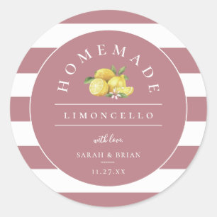 Sticker Rond Limoncello moderne Dusty Stripe Rose