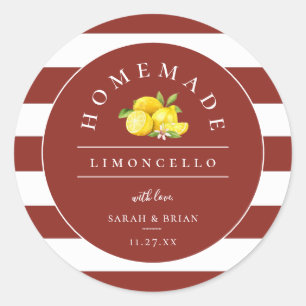 Sticker Rond Limoncello moderne rustique rouge bande