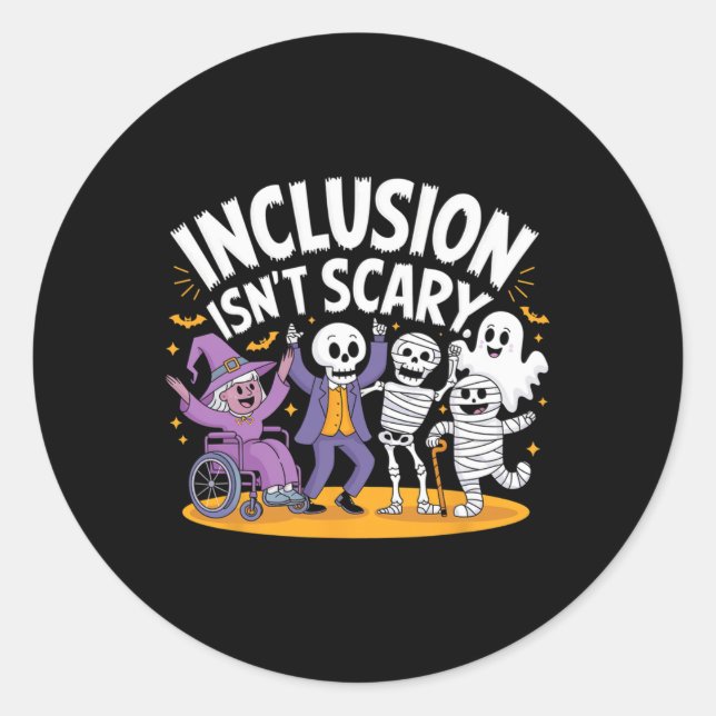 Sticker Rond L'inclusion n'est pas effrayant enseignant Squelet (Devant)