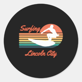 Sticker Rond Lincoln City Surfing Spot 