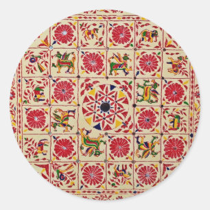 Sticker Rond L'Inde main-a esquissé le motif