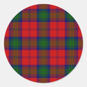 Sticker Rond Lindsay tartan rouge vert plaid
