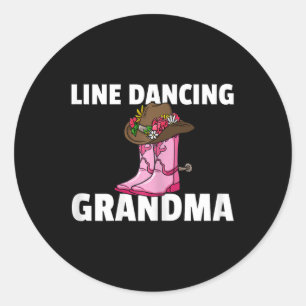 Sticker Rond Line Dance Grandma Country Music Danseuse Danseuse