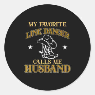 Sticker Rond Line Dancer M'Appelle Mari Danser Professeur Danse