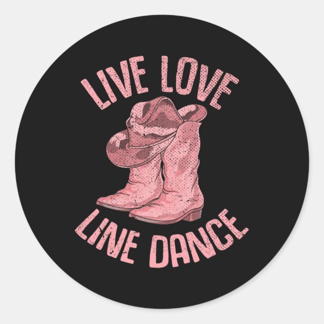 Sticker Rond Line Dancing Cowboy Boots Casquette Line Dancer Li (Devant)