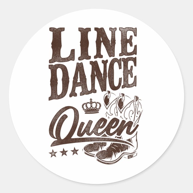 Sticker Rond Line Dancing Enseignant Queen Line Dance Queen (Devant)