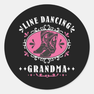 Sticker Rond Line Dancing Grandma Line Danseuse Country Music