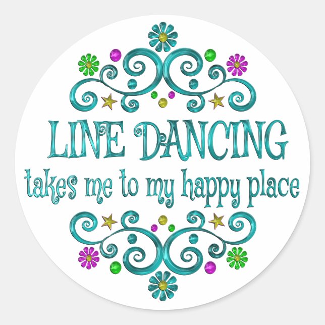 Sticker Rond Line Dancing Happy Place (Devant)