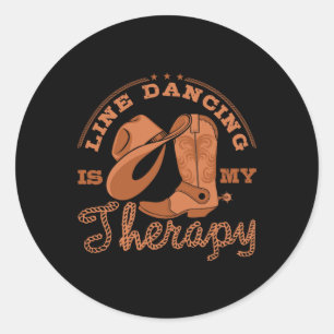 Sticker Rond Line Dancing Is My Therapy Country Music Line Danc