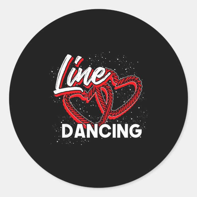 Sticker Rond Line Dancing Lover Cowboy Valentines Day Gift Line (Devant)