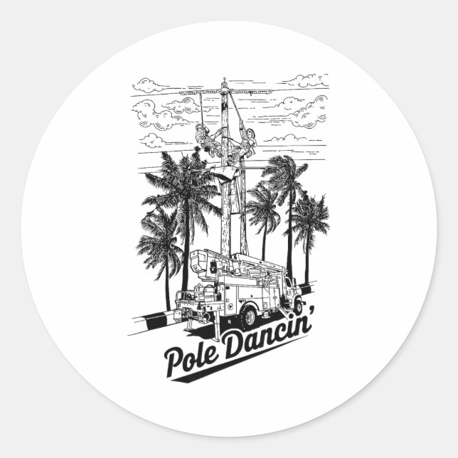 Sticker Rond Lineman Le Dancin' Electrician Gift For Men Husban (Devant)