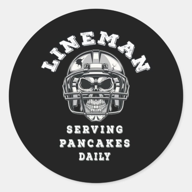 Sticker Rond Lineman sert des crêpes tous les jours (Devant)