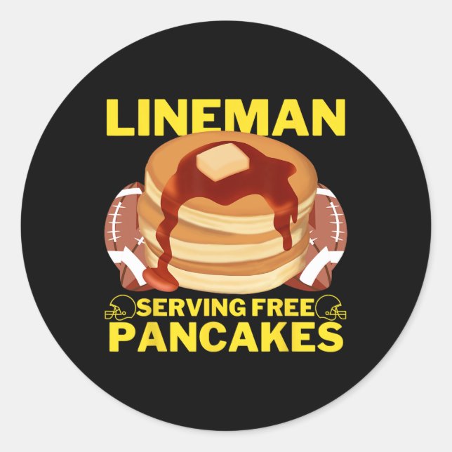 Sticker Rond Lineman Serving Pancakes Football Lineman (Devant)