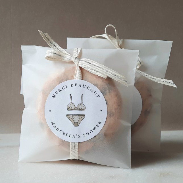 Sticker Rond Lingerie Fête des mariées Merci Favoriser (Créateur téléchargé)