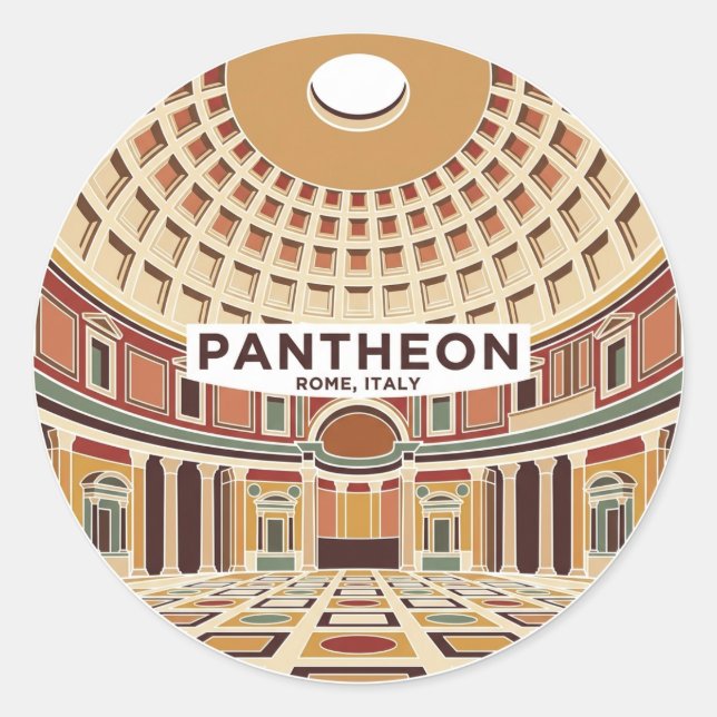 Sticker Rond L'intérieur du Panthéon Italie (Devant)