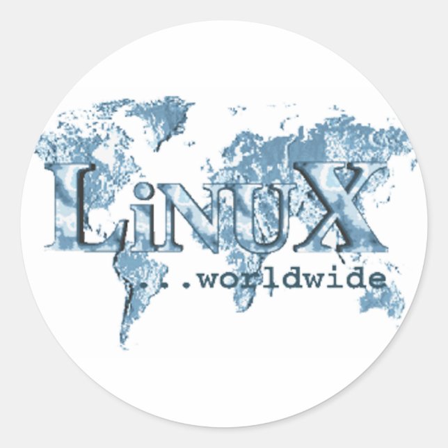Sticker Rond Linux dans le monde (Devant)