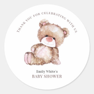 Sticker Rond L'Invitation Baby shower De L'Ours En Teddy Peut A