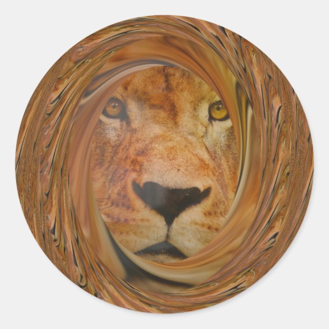 Sticker Rond Lion Abstrait Safari Art (Devant)