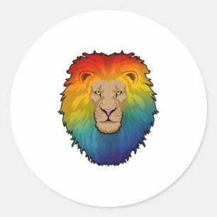 Sticker Rond Lion aux couleurs arc-en-ciel