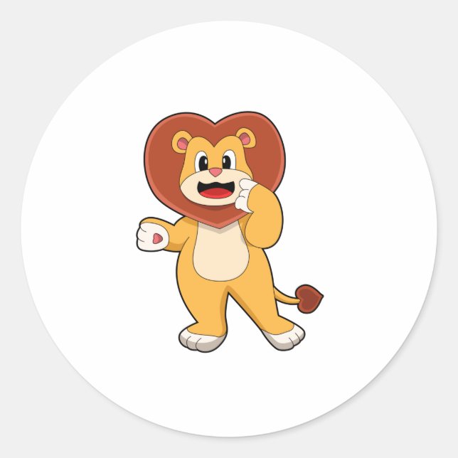 Sticker Rond Lion avec coeur (Devant)