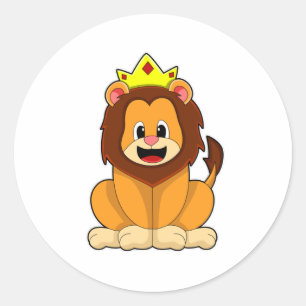 Sticker Rond Lion avec couronne