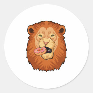 Sticker Rond Lion avec Donut