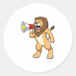 Sticker Rond Lion avec microphone