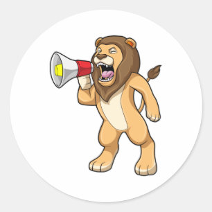 Sticker Rond Lion avec microphone