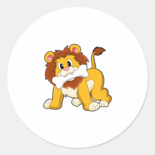 Sticker Rond Lion avec os