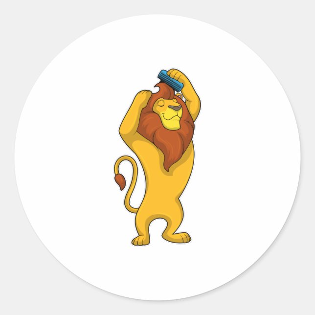 Sticker Rond Lion avec peigne (Devant)