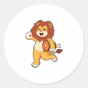 Sticker Rond Lion avec viande