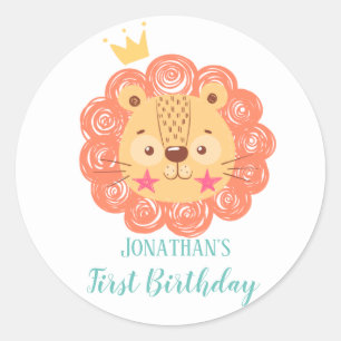 Sticker Rond Lion baby shower classique collant rond