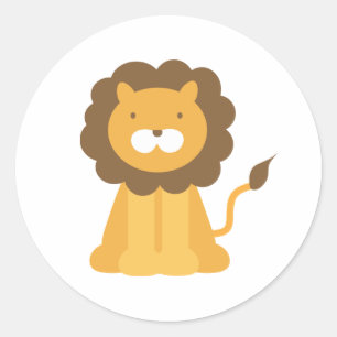 Sticker Rond Lion caricature