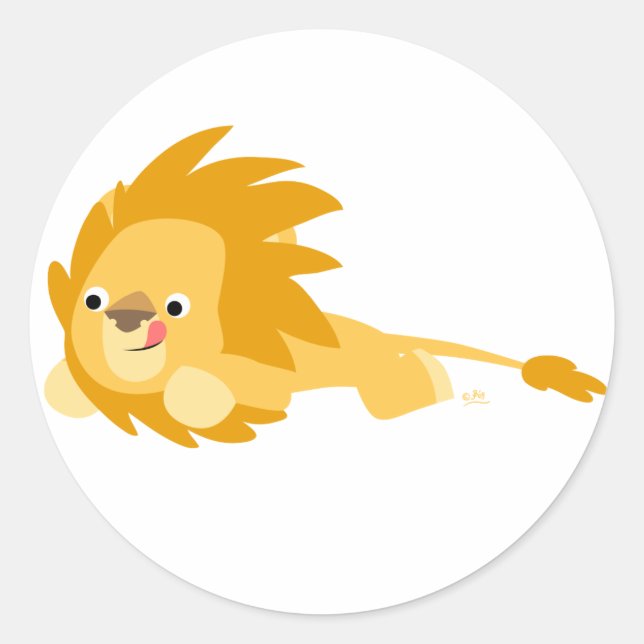 Sticker rond Lion Cartoon gonflable (Devant)