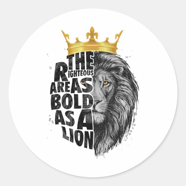 Sticker Rond Lion Christian Les Justes Sont Tels Que Lion Bi (Devant)