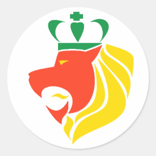 Sticker Rond Lion couronné par reggae de Rasta