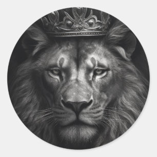 Sticker Rond Lion de Couronne du roi Majestic