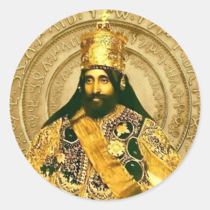 Sticker Rond Lion de Juda Jah Armée Haile Selassie Rasta Roots