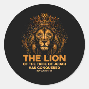 Sticker Rond Lion De Juda Jésus Bible Verse Christian Revelati