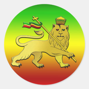 Sticker Rond Lion De Juda - Rasta Reggae Lion